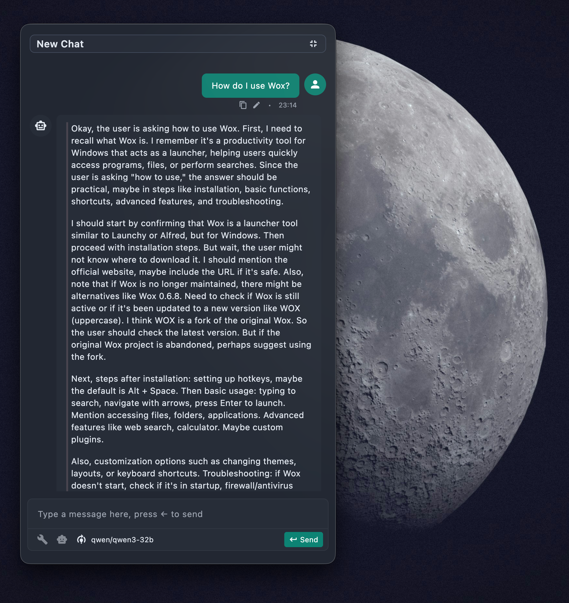 AI Chat plugin conversation