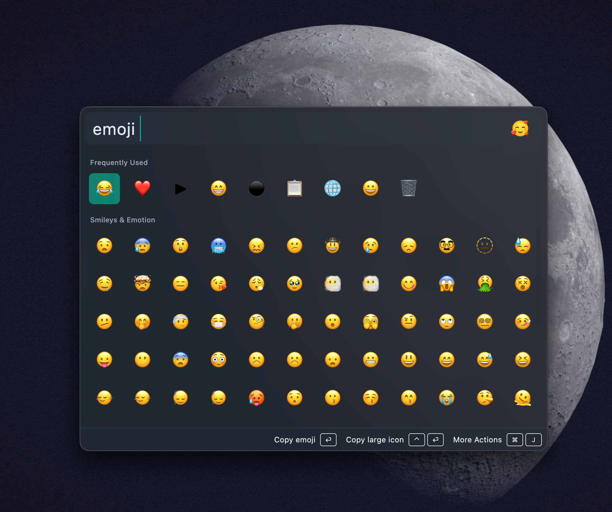 Emoji plugin grid results