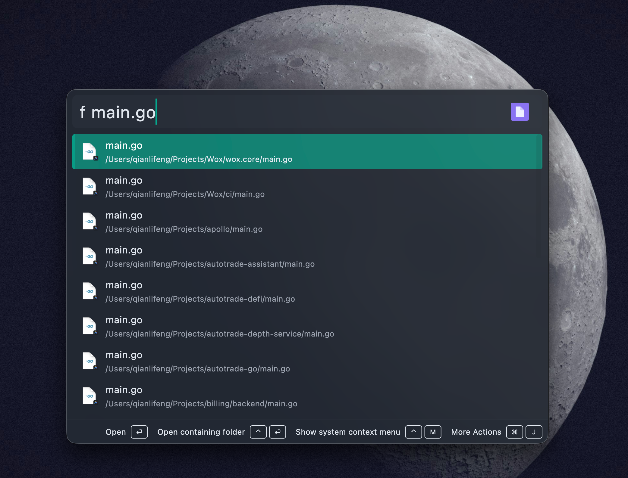 File plugin search results